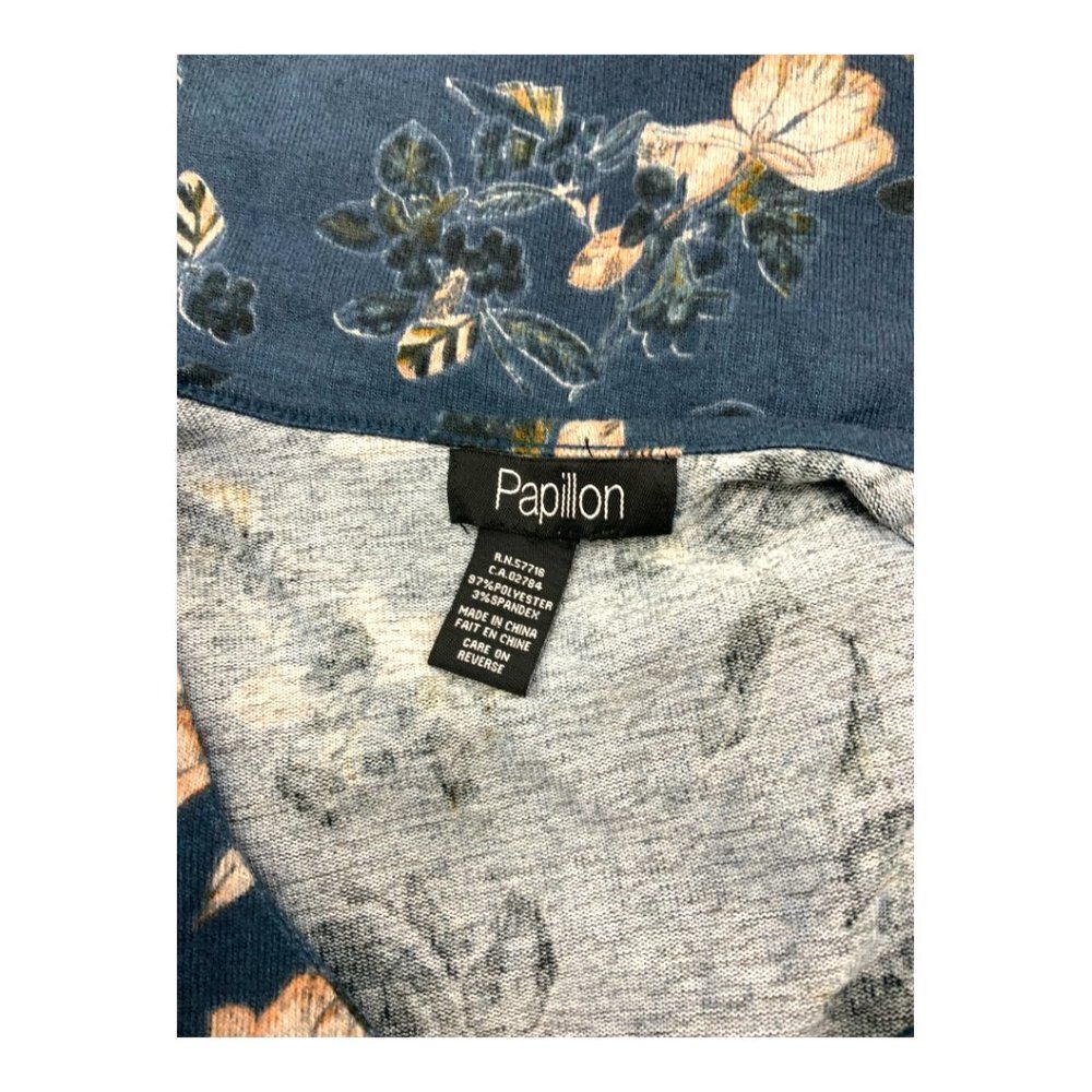 Papillon Blue Floral 3/4 Sleeve V Neck Dress Size Small - Picture 4 of 6